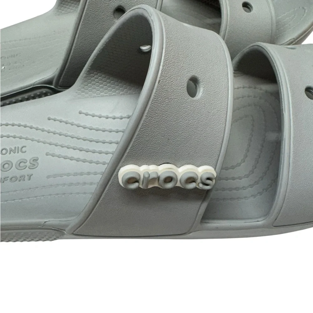 Crocs Classic Slide Sandals Women 12 Mens 10 Double Strap Grey‎